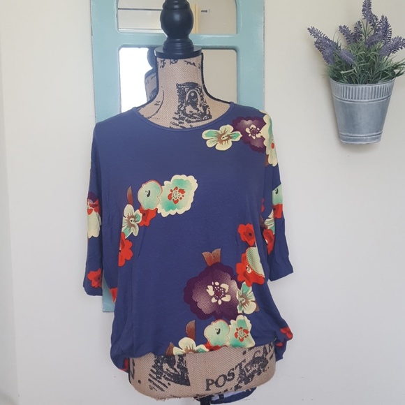 LuLaRoe Tops - Lularoe Floral Blue Irma Top